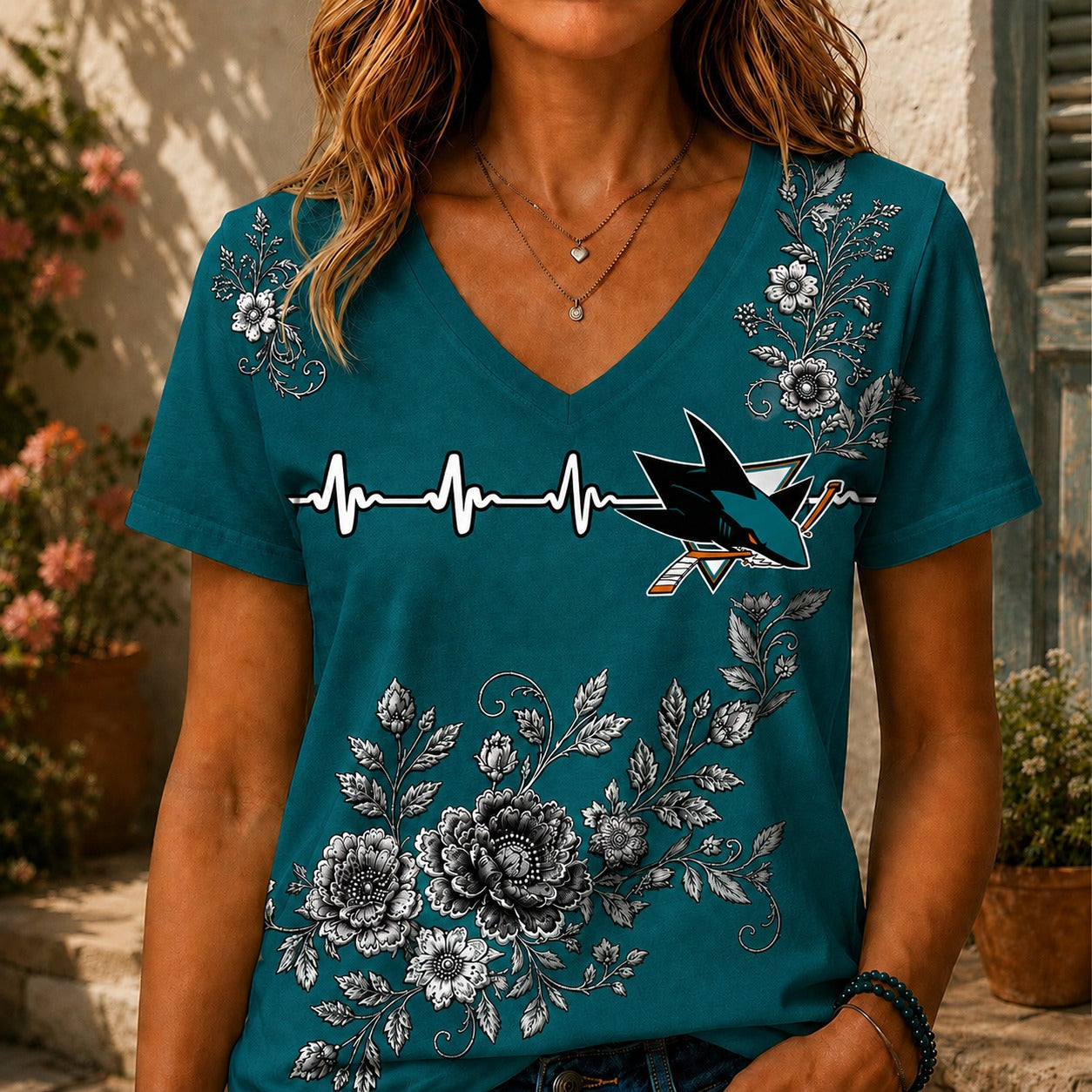 SJS x NHL Luxury Women V-Neck Shirt