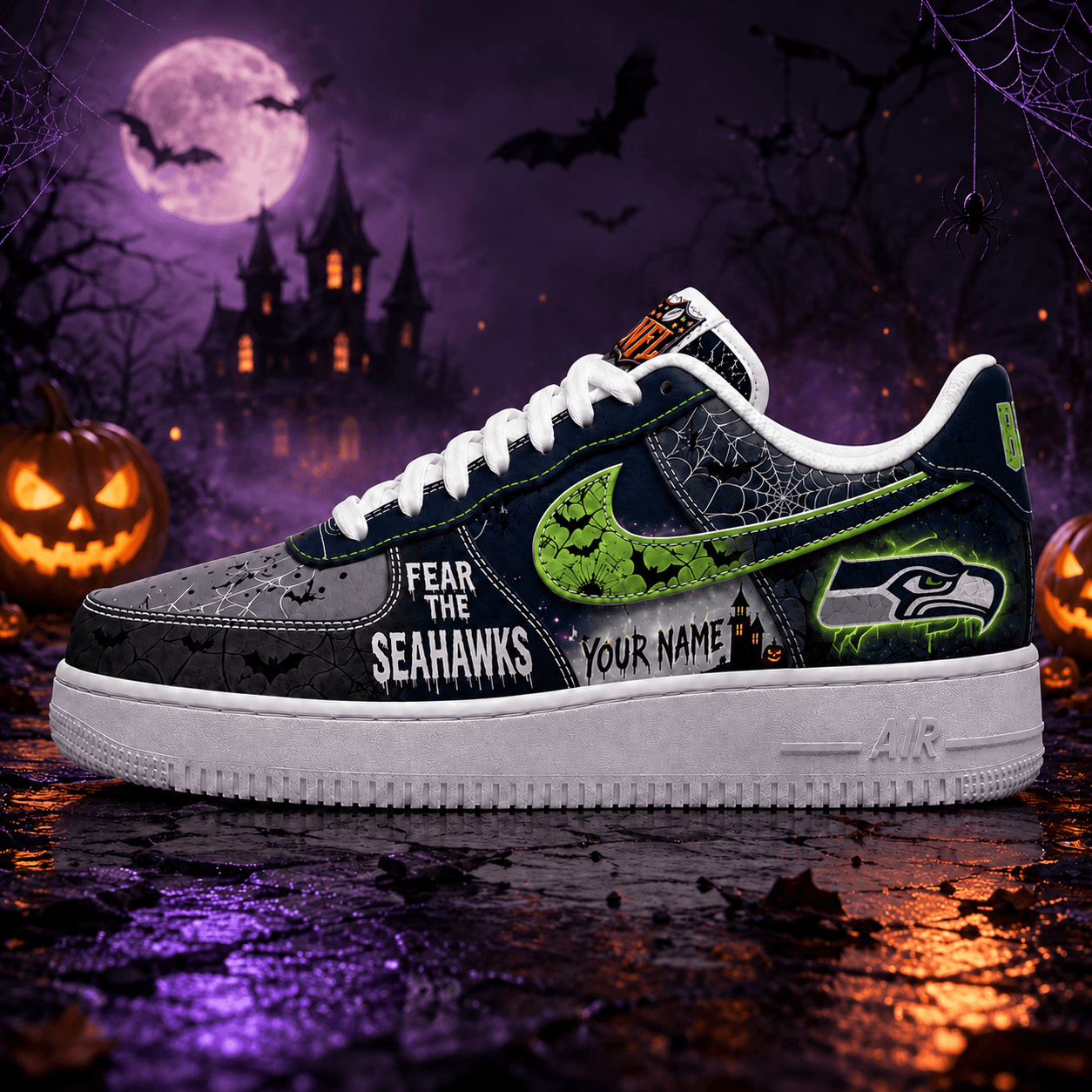 SS x Premium NFL Fear The Team Halloween AF1 Sneakers