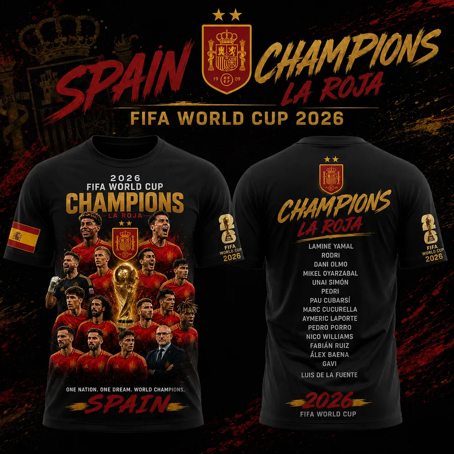 Spain National Football Team 2026 World Cup Champions V9 Shirt