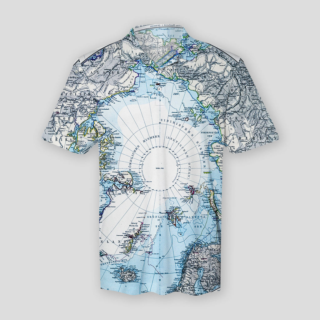 Blue Ancient World Map Polo Shirt For Men | Polo T-shirt | Men Short Sleeve Shirt